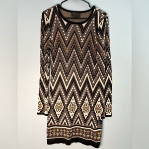 Romeo and Juliet Couture Sweater Dress Aztec Print Long Sleeve Size Small Boho